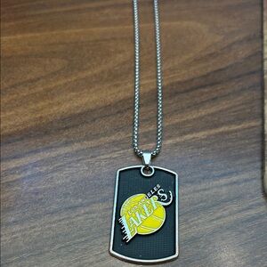 Los Angeles Lakers Dog Tag Necklace - Black and Yellow